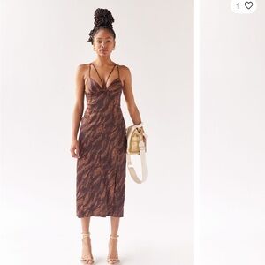 Urban Outfitters Brown and Tan Midi Dress